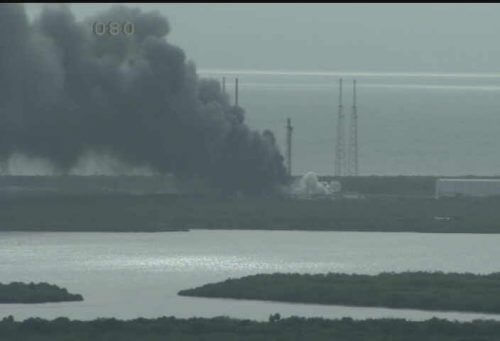 Explosion at the SpaceX launch pad at Cape Canaveral. Photo: NASA's Kennedy Space Center
