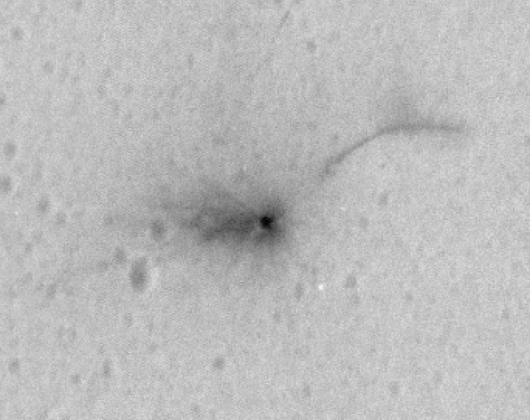 מכתש הפגיעה של סקיאפרלי על מאדים. מקור: נאס"א.