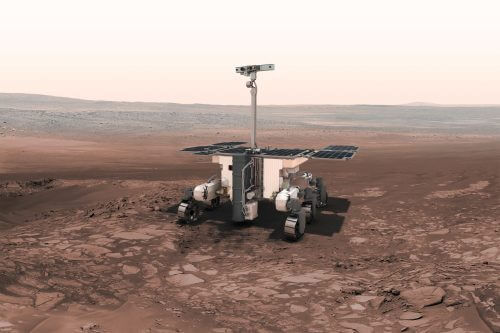 Could the apparent failure of Schiaparelli's landing affect the next part of the mission? Simulation of the Exo Mars rover, which is planned for launch in 2020, as the second and central part of the Exo Mars project. Imaging: ESA.