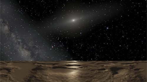 איור אמן של הנוף בכוכב הלכת הננסי סדנה. דיוד גרדס מאוניברסיטת מישיגן אומר כי פני השטח של 2014 UZ224 ייראו דומים.