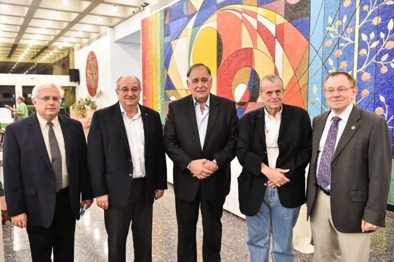 From right to left: Director of the Rambam Medical College Prof. Raphael Biar, Nobel Laureate in Chemistry Prof.-Research Prof. Aharon Chachanover, Haifa Mayor Yona Yahav, Technion President Prof. Peretz Lavi and Prof. Ze'ev Ronai