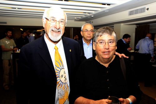 2016 Ben-Gurion Prize winners Dr. Elaine Solvay (right) and Prof. David Feiman at a ceremony held at the Dan Hotel Photo: Uzi Keren