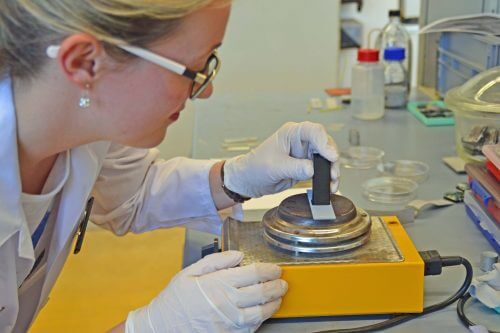 A copper strip that has been "nano-sculpted". Photo: Kyle University