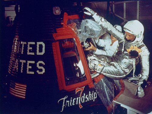 John Glenn climbs into Friendship 7 cabin for his flight in which he was the first American to circle the Earth. Photo: NASA