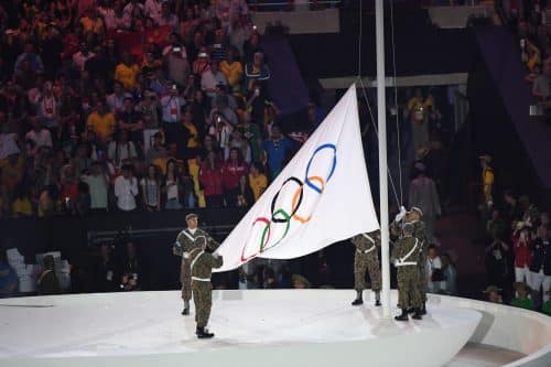 The raising of the Olympic flag at the Rio Olympics 2016. Photo: flickr.