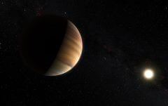 הדמייה של כוכב הלכת החוץ שמשי הראשון שהתגלה סביב כוכב מהסדרה הראשית - 51 Pegasi b. מקור: ESO/M. Kornmesser/Nick Risinger.