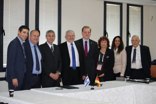 Representatives of the Israeli Space Agency, the Ministry of Science and the German Space Agency. (Photo: Roy Shlomi)