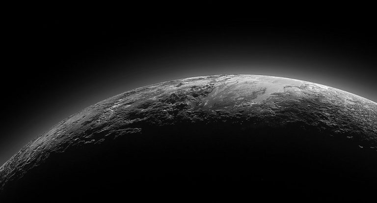 Photo of Pluto from New Horizons in which Pluto's atmosphere can be seen. Source: NASA.