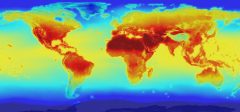 תחזית נאס"א לטמפרטורות אזוריות ברחבי כדור הארץ בשנת 2100. מקור: נאס"א.