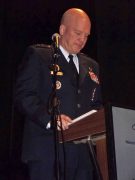 אמר מפקד פיקוד החלל של חיל האוויר האמריקאי גנרל (ארבעה כוכבים) ג'ון ריימונד במסגרת כנס החלל הבינלאומי השנים עשר על שם אילן רמון שהתקיים בבית חיל האוויר בהרצליה, 30/1/17. צילום: לאון רוזנבלום