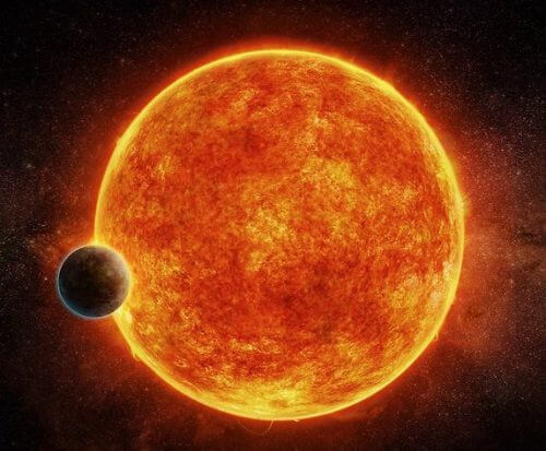 Super Earth LHS 1140b and the Sun it orbits. Imaging: ESO