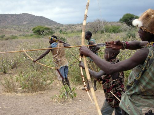 The Hadza people, hunter-gatherers in Tanzania, expend hundreds of calories a day in activity and still use a total of the same number of calories as city dwellers in the USA. Photo: Woodlouse.