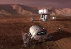 הדמייה של בסיס מאויש על מאדים. מקור: NASA.
