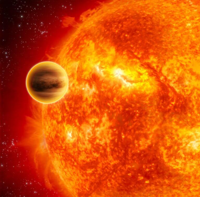 Simulation of Pegasi 51b - a gas giant that orbits a star similar to our sun, but very close to it, which gives it and others like it the nickname "hot Jupiter". Source: NASA/JPL-Caltech.