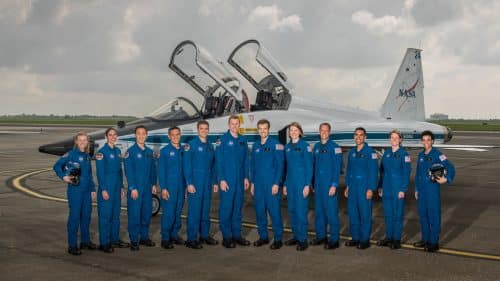 NASA's new team of astronauts. Left to right - Zeena Cardiman, Jasmin Hamadi, Johnny Kim, Frank Rubio, Matthew Dominick, Warren Hoburg, Rob Collin, Kayla Barron, Bob Haynes, Raja Chari , Laurel O'Hara and Jessica Watkins.Credit: NASA/Robert Markowitz.