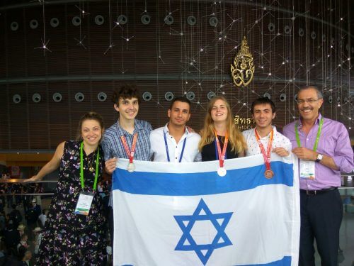 From right to left: Prof. Zeev Gross, Ofir Shmol, Rina Sebastianov, Ben Pilarski, Ron Solan and Dr. Izna Nigel-Ettinger. Courtesy of the Technion spokesperson.