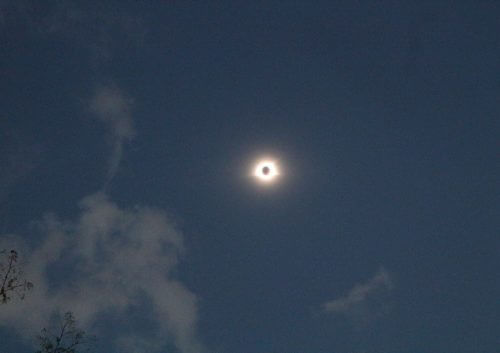 ذروة كسوف الشمس، 21.8.2017 أغسطس 13، كما شوهد من بالقرب من ناشفيل، تينيسي، حوالي الساعة 27:XNUMX ظهرًا بتوقيت وسط الولايات المتحدة.صورة: شاي بيليزوفسكي