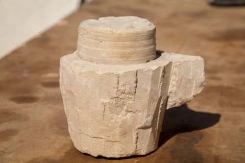 The stone tools that were uncovered in the maker's house. Photo: Shmuel Magal, courtesy of the Antiquities Authority.