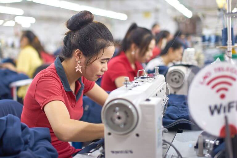 "The term 'Protestant work ethic' that emerged with the industrial revolution, will disappear with the revolution of artificial intelligence and robotics." In the photo: seamstresses in a factory in Laos. Photo: ILO/Jean‐Pierre Pellissier.