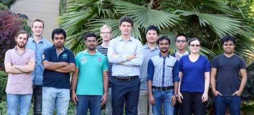 The team of nano allotropes. From right to left: Dr. Deepak Samantha, Christina Kusanda, Dr. Zonglin Chu, Pankai Maiti, Dr. Tong Bian, Prof. Raphael Klein, Michael Swaziak, Dr. Thomo Odiabhaskararo, Dr. Swaman De, C "Willius Geman and Shawn Adler. Source: Weizmann Institute magazine.