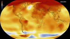 ההתחממות הגלובלית הממוצעת של 2012 - 2016. מקור: נאס"א.