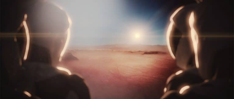 הדמייה של אסטרונאוטים על מאדים, לפי החזון של ספייס אקס ליישב את כוכב הלכת. מקור: ספייס אקס.