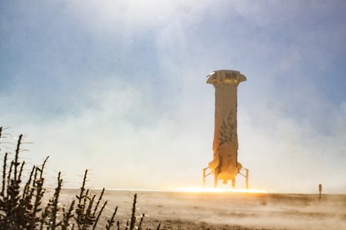 The successful landing of the New Shepard launcher yesterday (December 12) at the Blue Origin launch site in West Texas. Source: Blue Origin.