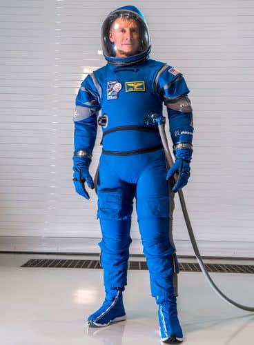 Former NASA astronaut Chris Ferguson in the new space suit. Source: Boeing.