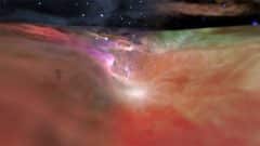 ערפילית אוריון, מתוך סרטון חדשני שפרסמה סוכנות החלל האמריקאית המשלב את צילומי טלסקופ החלל האבל (אור נראה) וטלסקופ החלל שפיצר (תת-אדום) ומספק מבט וירטואלי תלת-מימדי מרהיב של הערפילית ההסגונית. מקור: NASA.