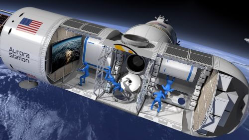 מבנה תחנת החלל הפרטית אורורה, שתשמש כמלון בחלל. איור: Orion Span