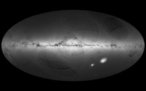 מפת השמים הראשונית של שביל החלב שהוכנה על פי נתוני השחרור הקודם של תצפיות גאיה. צילום: Credit: ESA/Gaia/DPAC.