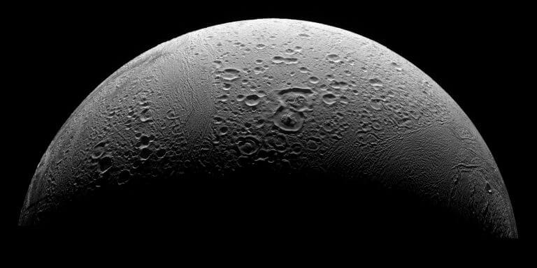 The north pole of Enceladus. Source: NASA.