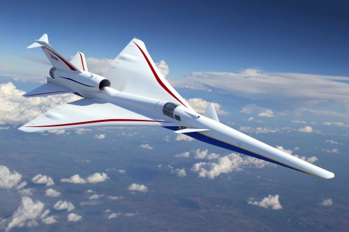 אב טיפוס של מטוס X-plane העל קולי המתוכנן לטוס בגובה 55 אלף רגל, במהירות של 1.4 מאך וייצור גלי הדף עדינים. צילום יח"צ Lockheed Martin Aeronautics