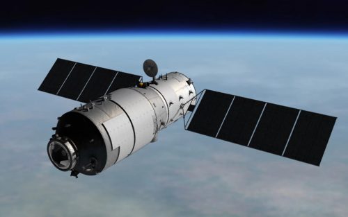 תחנת החלל הסינית טיאנגונג-1. איור: סוכנות החלל הסינית