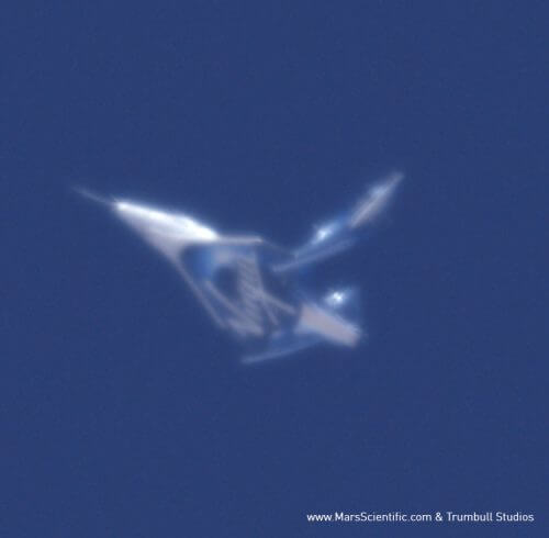 Virgin Galactic's Unity spacecraft flew under its own power after being released from the Eve mothership on May 1, 2017. During this test, the spacecraft returned to feather configuration and its systems were activated in flight for the first time. On April 5, 2018, the rocket engines were also tested. Photo: Virgin Galactic PR