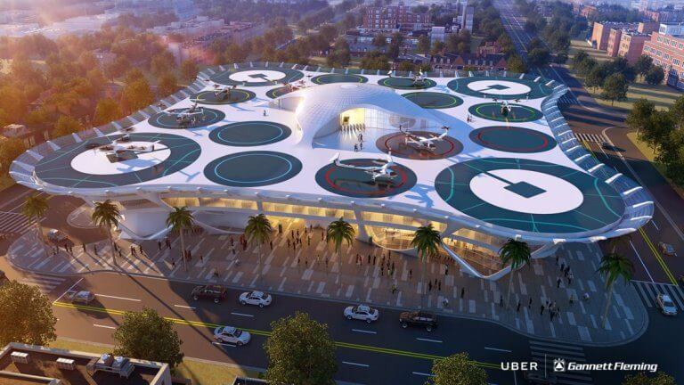 Google's future urban airport - concept image. Originally from Uber.