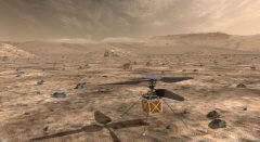 מסוק המאדים, כל טיס רוטורי אוטונומי קטן, ייסע עם הרכב של נאס"א מאדים 2020, ששיגורו מתוכנן כעת ליולי 2020, כדי להדגים את יכולת הקיום והפוטנציאל של כלי טיס כבדים מהאוויר על כוכב הלכת האדום. איור: NASA/JPL-Caltech