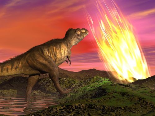 נפילת האסטרואיד והכחדת הדינוזאורים. איור: shutterstock