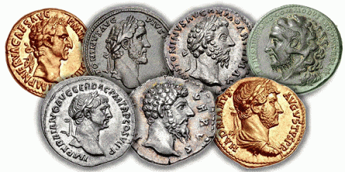 מטבעות רומיים מהמאה השניה לספירה. מתוך ויקיפדיה