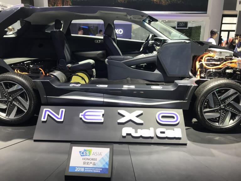 דגם של מכונית מונעת במימן בתערוכת CES ASIA 2018 שהתקיימה בשנגחאי ביוני 2018. צילום: אבי בליזובסקי