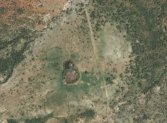 "Green island" in the heart of the savanna dotted with trees. Dung from ancient and modern pastoral settlements preserves soil fertility and contributes to the growth of grass with high nutritional value. Photo: Google Earth Pro. Digital Globe