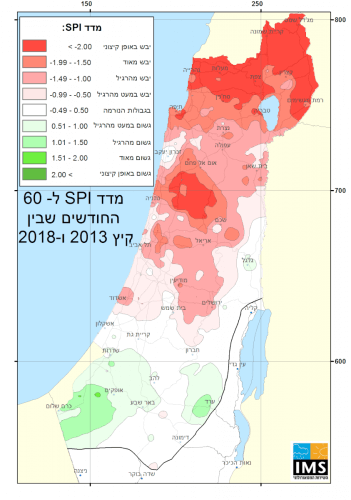 מדד הבצורת בישראל בחמש השנים האחרונות