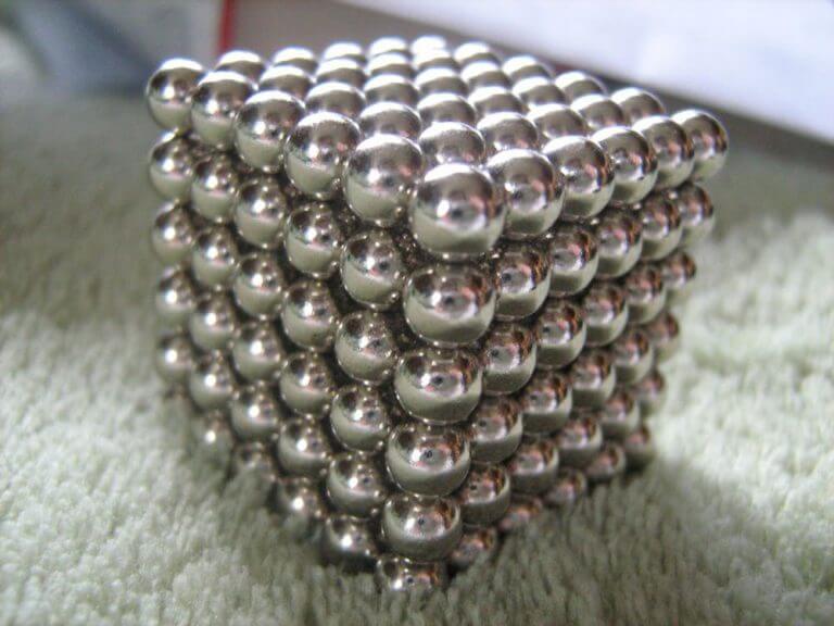 A cube of neodymium based magnets.