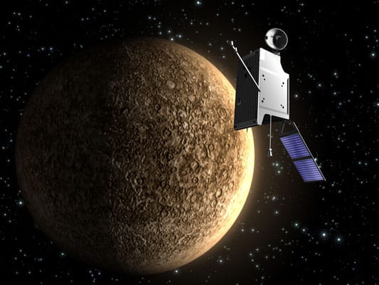 The Phi-Colombo spacecraft near the planet Hema. Figure: European Space Agency ESA