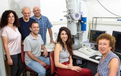 מימין: פרופ׳ ליאה אדדי, ד״ר נטע ורסנו, ד"ר עידו פנקס (עומד), ד"ר נדב אלעד (יושב) פרופ׳ לסלי לייזרוביץ וד"ר טלי דדוש. צילום יח"צ מכון ויצמן