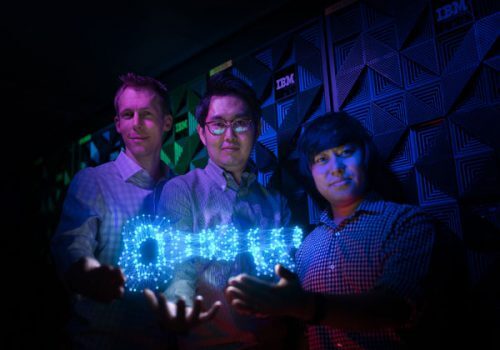 A team of cryptography and security researchers at the IBM laboratory. Right to left: Dilong Kirat, Yong Zhang and Mark Stocklin, IBM. Photo: PR