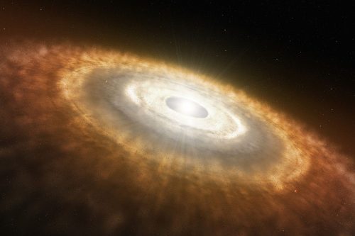 Simulation of a disk of gas and dust around a young star. Source: ESO/L. Calçada.