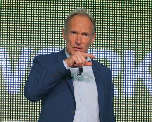 The dilemma: how to turn back the historical wheel. Tim Berners-Lee at the Juniper conference in London, October 2018. Photo: Techtime