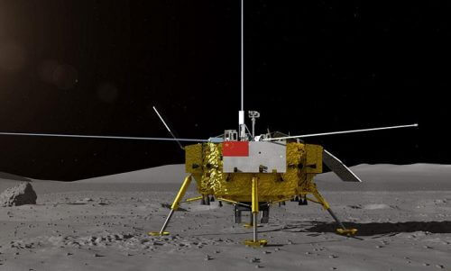 החללית CHANGE 4 על קרקע הירח. איור: האקדמיה הלאומית למדעים של סין
