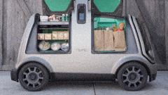 The autonomous delivery vehicle was shot. From the company website